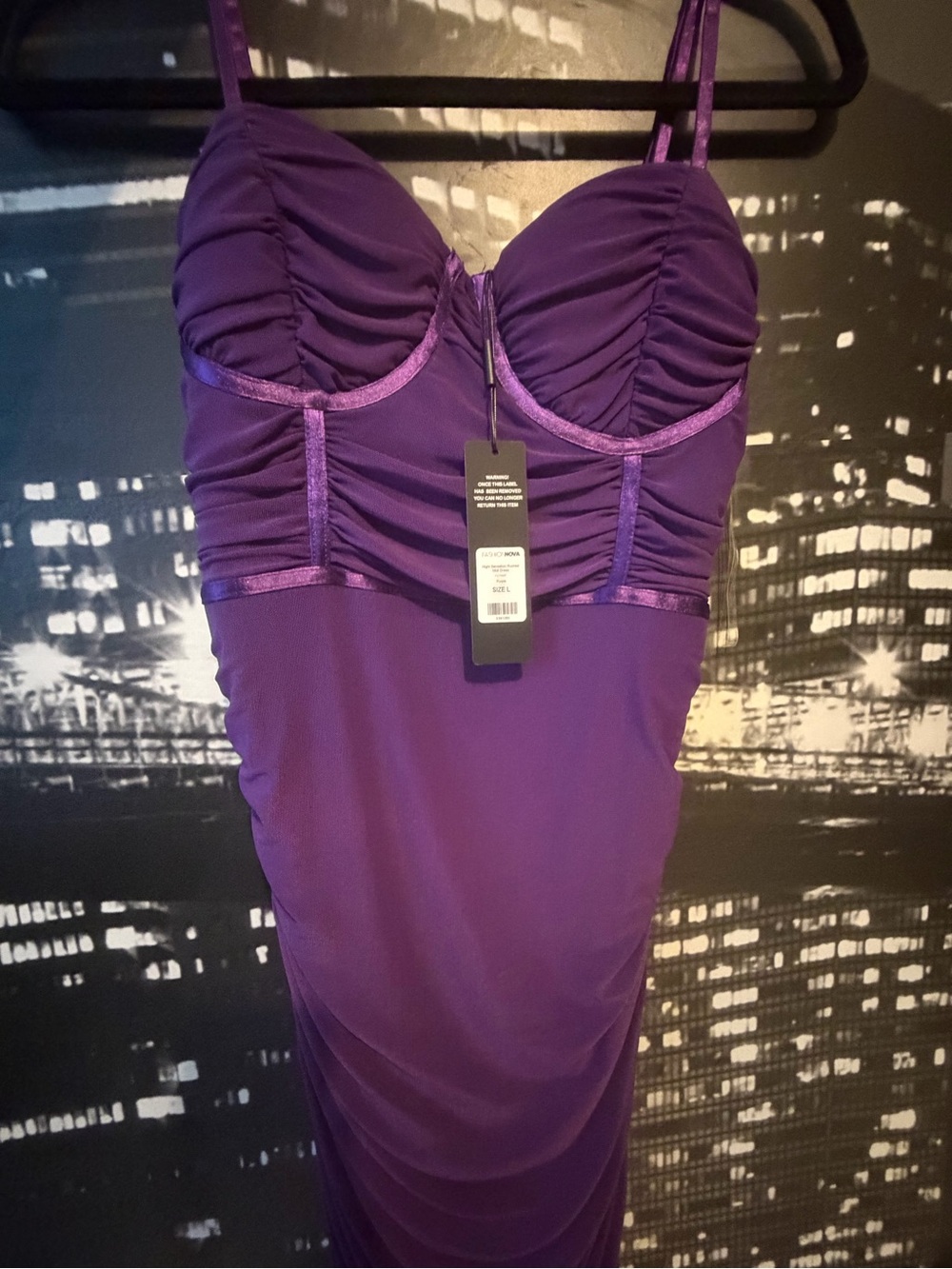 Fashion Nova Purple Ruched Bustier Bodycon Dress
